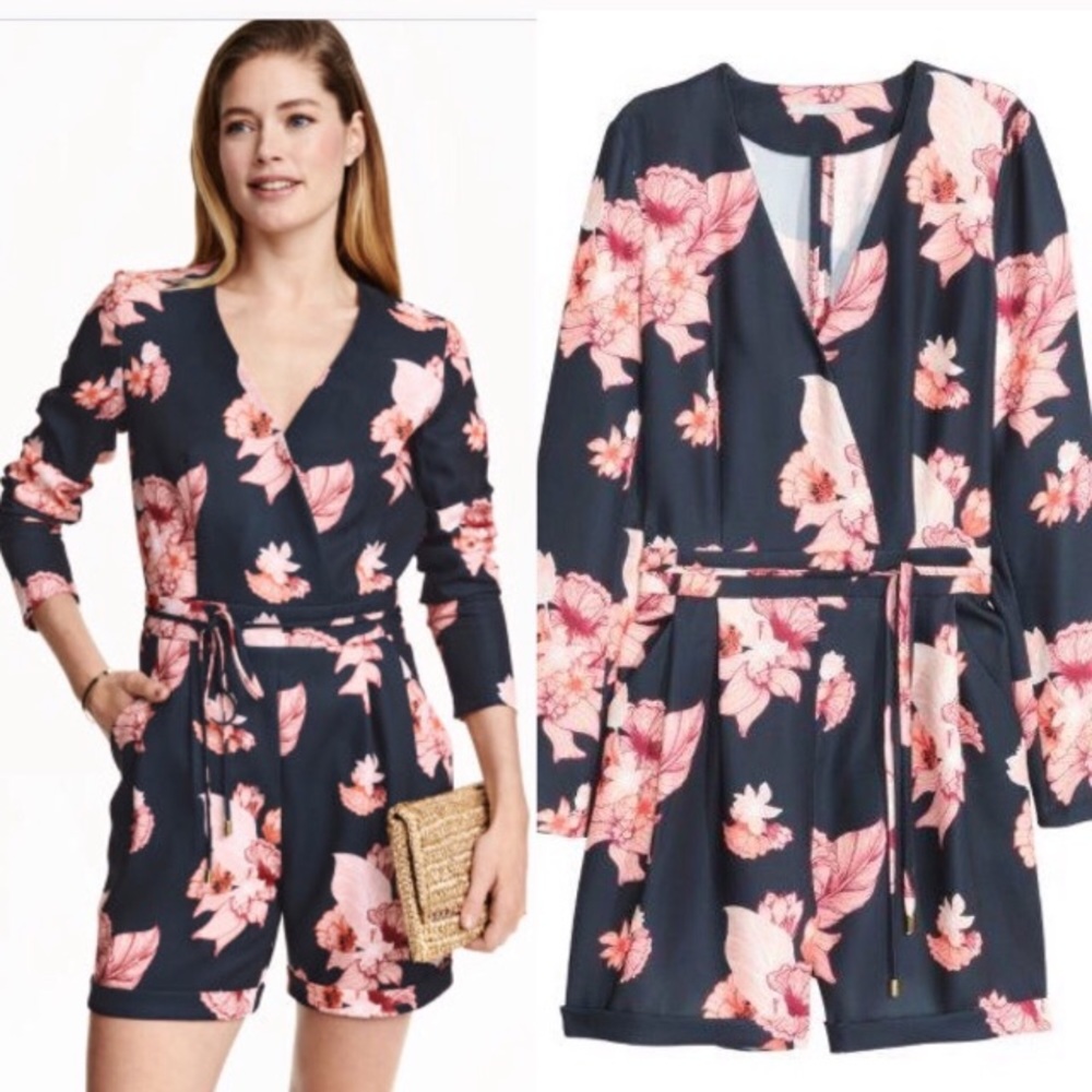 H&M Floral long sleeve Romper